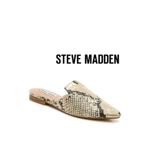 Steve Madden Mattis Python Snakeskin Pointed Toe Slip On Mules Flats Size 7.5M * - Picture 1 of 11